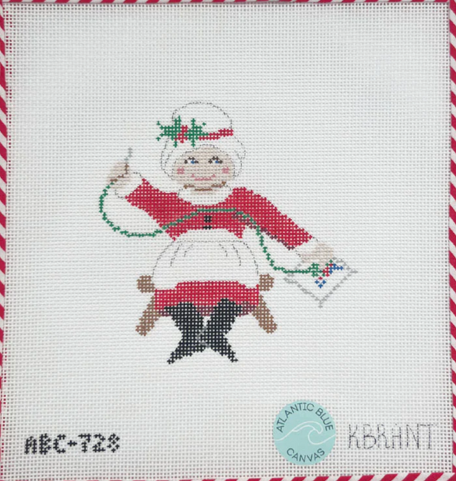 Needlepointing Mrs. Santa