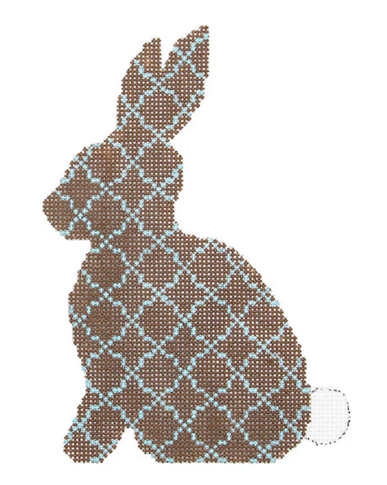 Chocolate and Aqua Quatrefoil Standing Hare