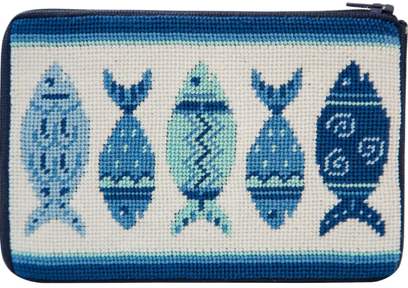 Stitch & Zip Blue Fishes Cosmetic Purse