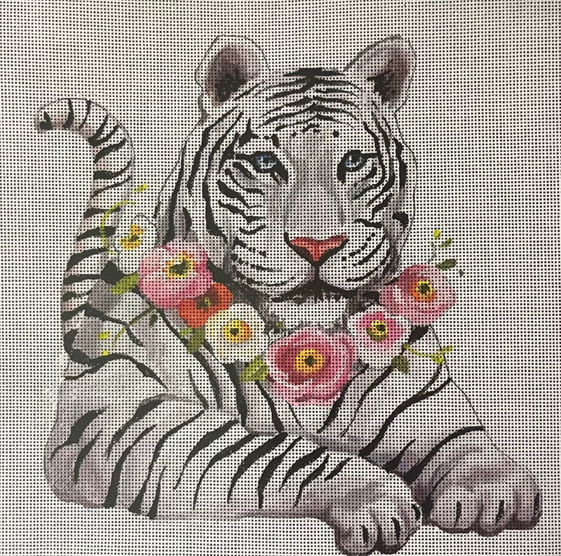 siberian tiger w floral collar