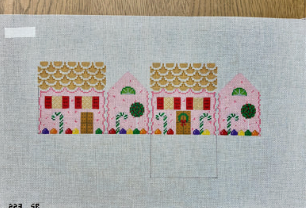 Pink Peppermint and Candy Canes, 3D Gingerbread House