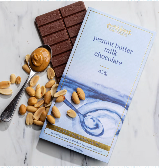 Peanut Butter Milk Chocolate 45%  (60 gr) - French Broad Chocolate