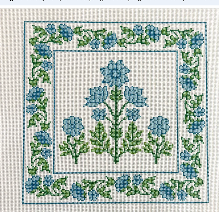 Large Blue Block Print Floral