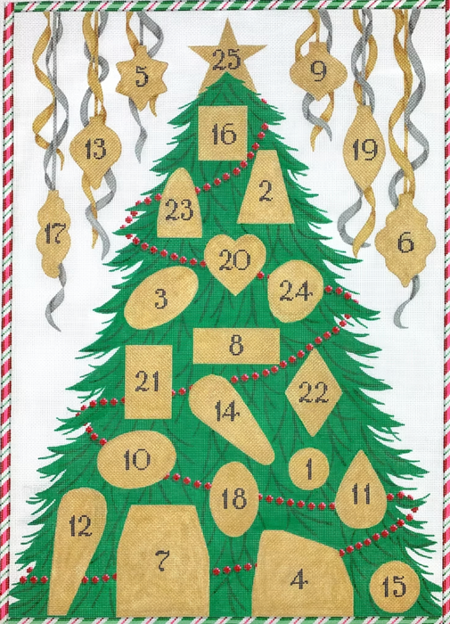 Christmas Tree Advent Calendar (set includes background on 13 mesh and 25 ornaments on 18 mesh)