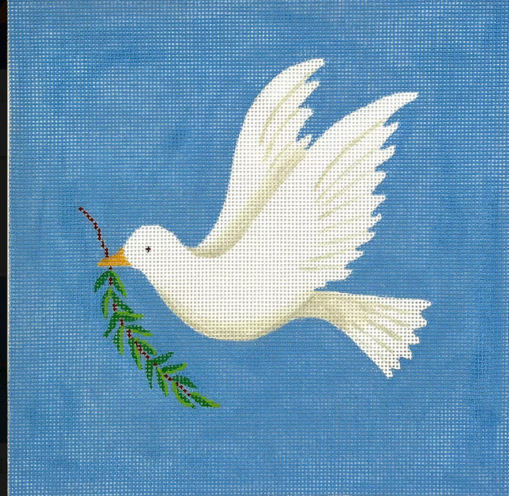 Tefillin Bag – White Dove w/ Olive Branch – on medium blue