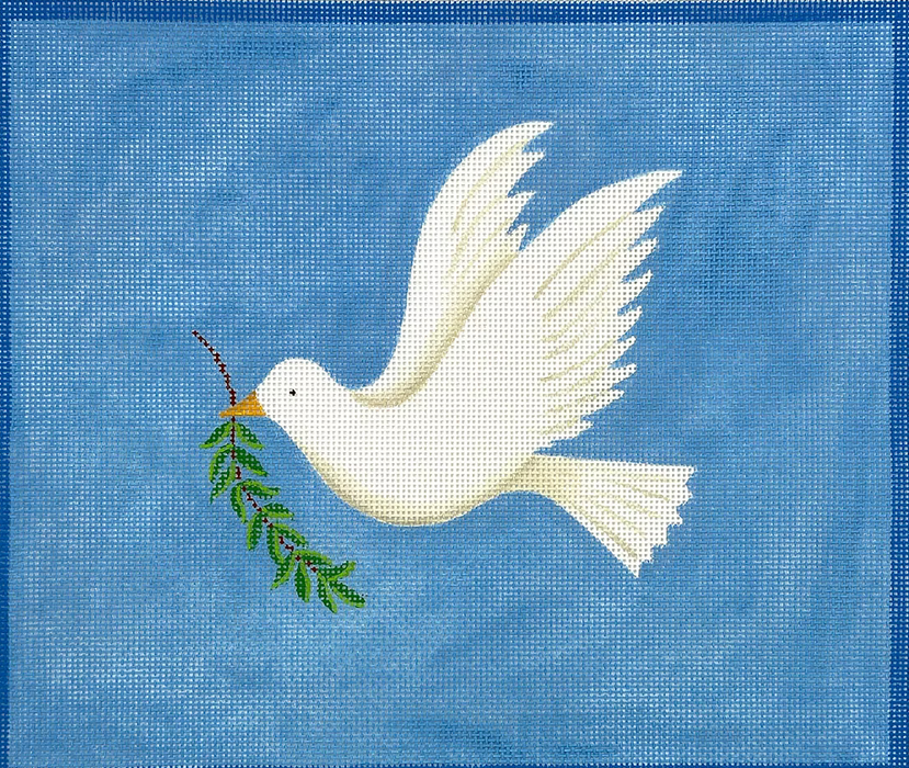 Tallis Bag – White Dove w/ Olive Branch – on medium blue