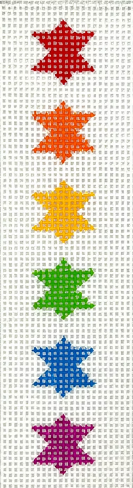 Mezuzah – Rainbow Stars of David – multi on white