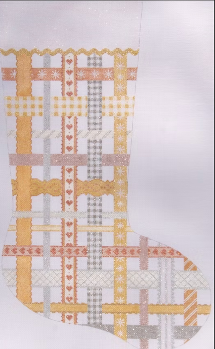 Stocking – Woven Ribbons – golds, silvers & coppers