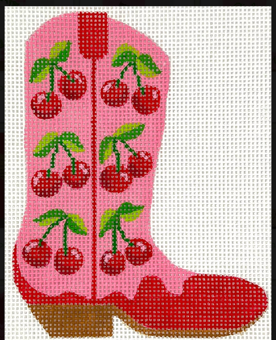 Mini Cowgirl Boot – Cherries on Bubblegum Pink