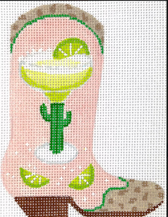 Mini Cowgirl Boot – Margarita w/ Limes & Ostrich Accents