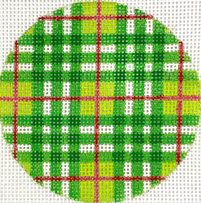 Bright Disk Letter – Christmas Plaid – Green & Lime Plaid w/ Red Lines