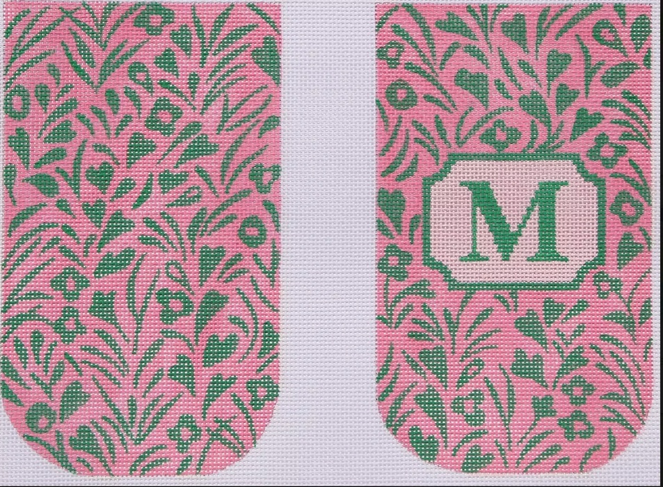 Glasses Case – Hawaiian Floral – greens on pink (half-size)