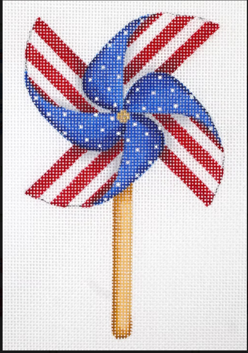 Mini Patriotic Pinwheel – red, white & blue w/ tans
