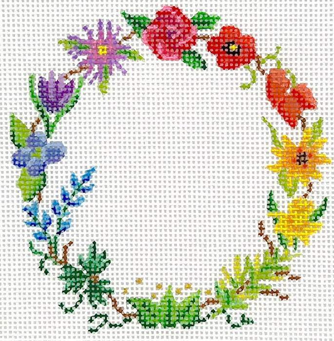 4” Square Insert – Wildflower Wreath