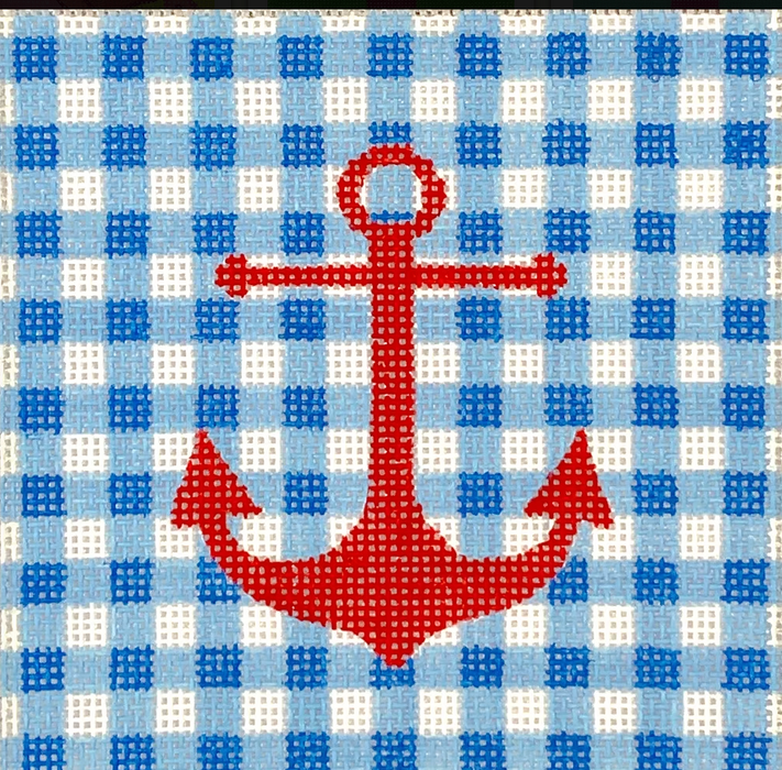 Planet Earth 4” Square Insert – Red Anchor on Blue Gingham
