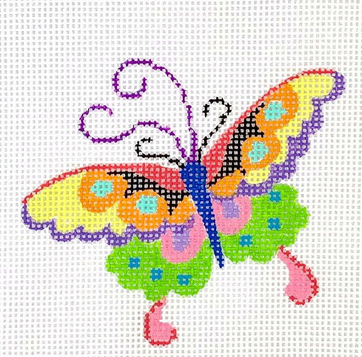 Planet Earth 4” Square Insert – Chinese Butterfly – pinks, greens, blues, lavenders & black