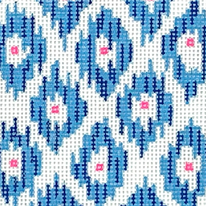 Planet Earth 3” Square Insert – Ikat – medium blues with pink