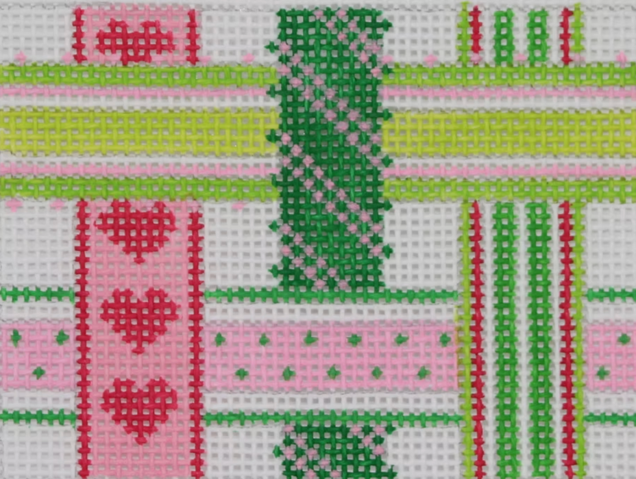 Planet Earth Credit Card Case Insert – Woven Ribbons – pinks & greens