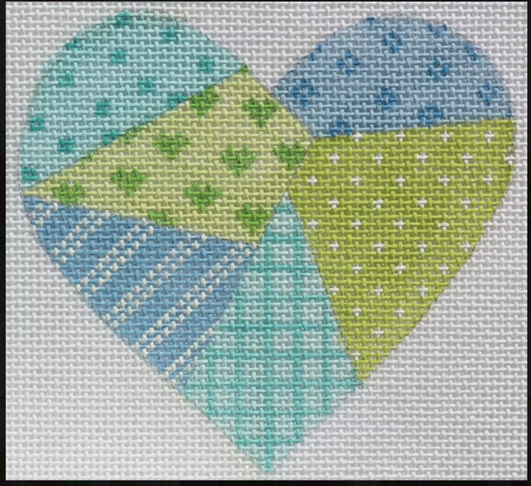 Mini Heart – Patchwork – soft blues, turquoise & greens