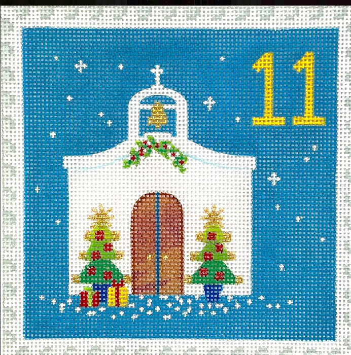 Klara Hawkins – Advent Stamp #11 – Chapel w/ Christmas Trees