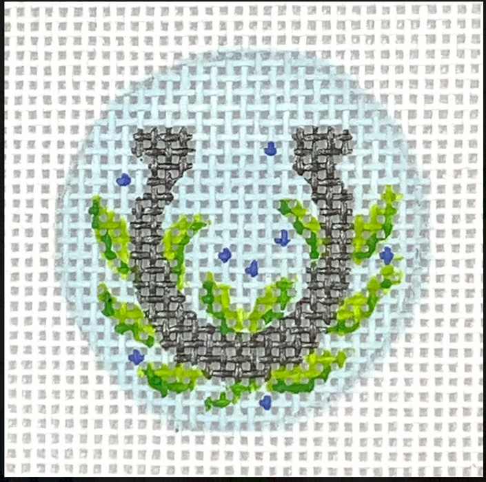 Planet Earth Key Ring Insert – Horseshoe w/ Greenery & Blueberries – on sky