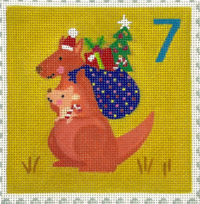 Klara Hawkins – Advent Stamp #7 – Kangaroo w/ Baby & Toy Sack