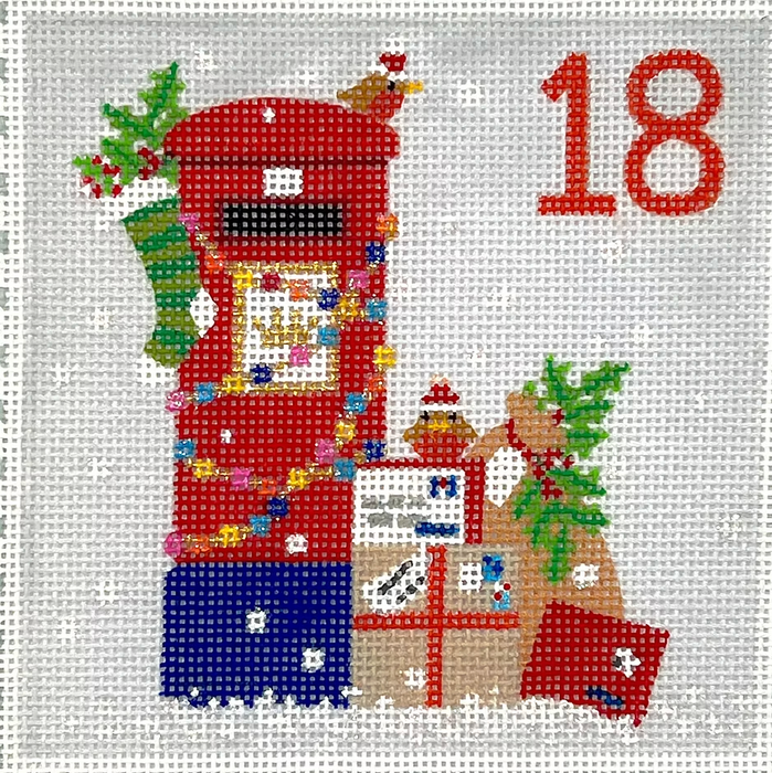 Klara Hawkins – Advent Stamp #18 – English Letter Box w/ Gifts