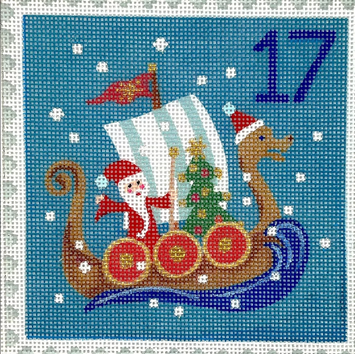 Klara Hawkins – Advent Stamp #17 – Santa in Dragon Boat