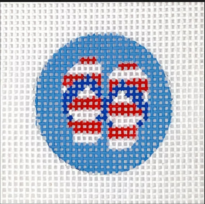 Planet Earth Key Ring Insert – Red & White Striped Flip Flops on Ocean Blue