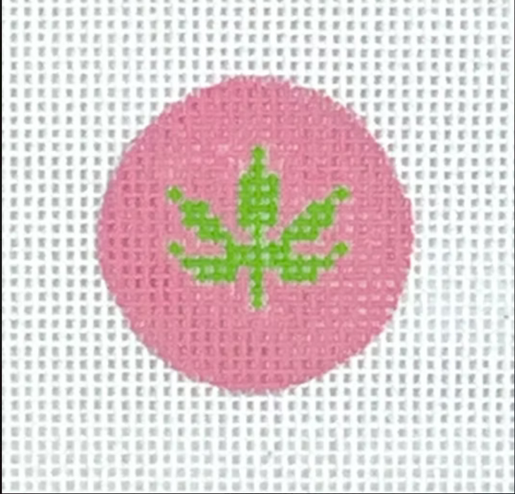 Green Weed Leaf on Pink