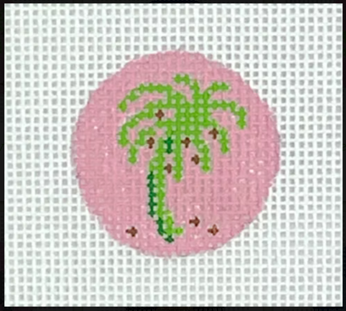 Green Palm Tree on Pink