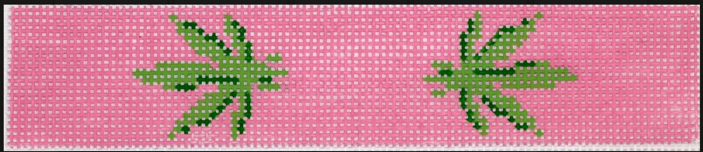 Key Fob – Green Weed Leaves on Pink