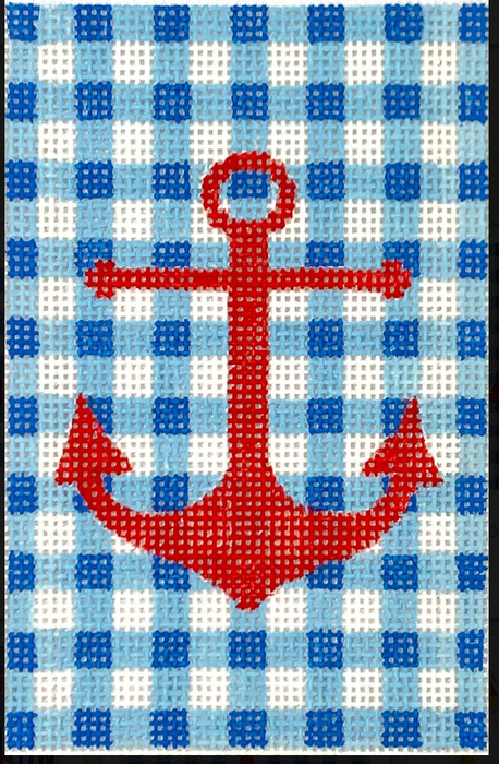 Planet Earth Passport Cover Insert – Red Anchor on Blue Gingham