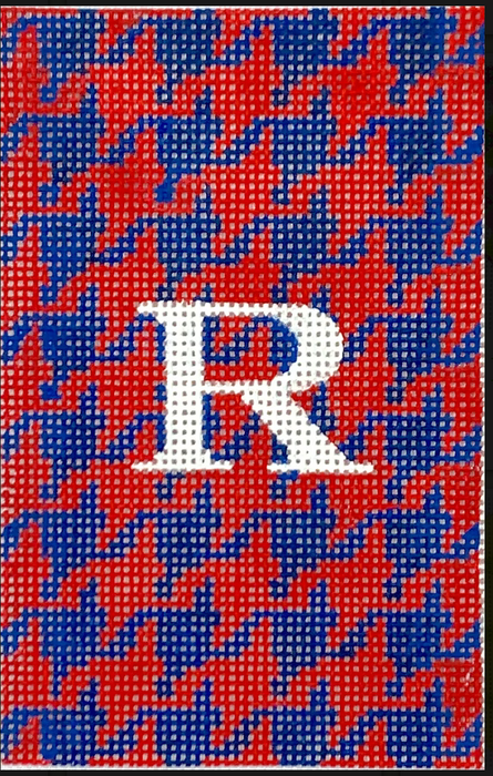 Planet Earth Passport Cover Insert – Houndstooth – red & navy w/ white letter (specify letter or blank)