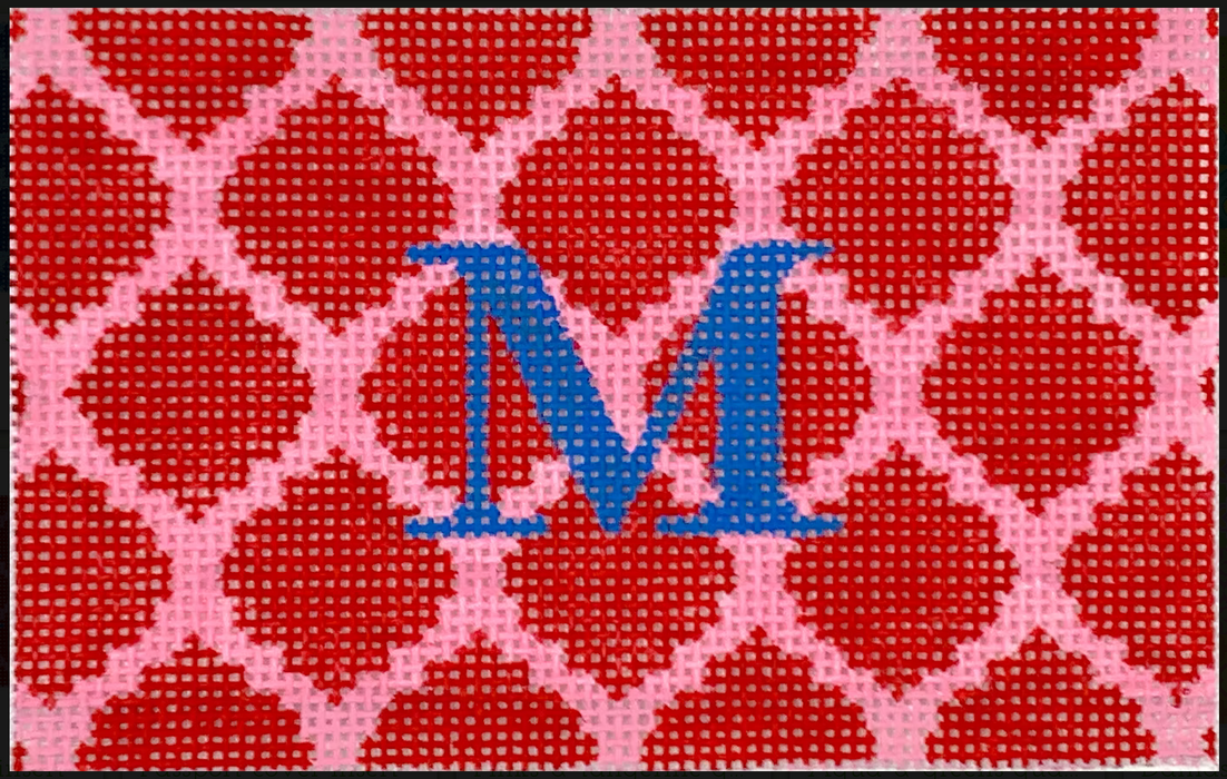 Planet Earth Passport Cover Insert – Quatrefoils – red on pink w/ blue letter (specify letter or blank)