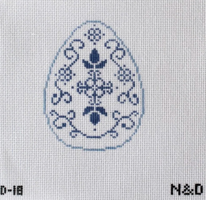 Blue Damask Swirl Egg