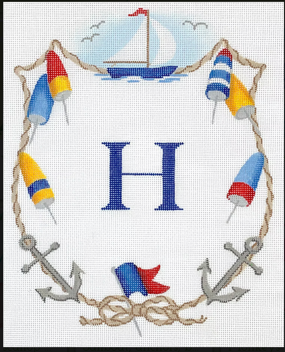 Monogram Crest – Sailboat, Anchors, Buoys & Rope