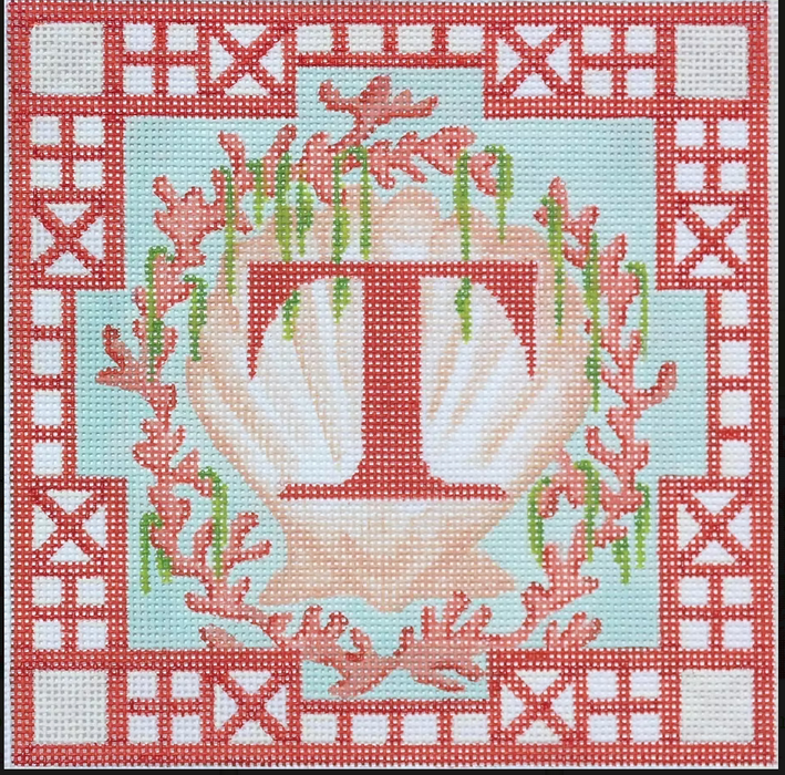Chinoiserie Letter – Shell, Coral & Seaweed w/ Chinese Trellis