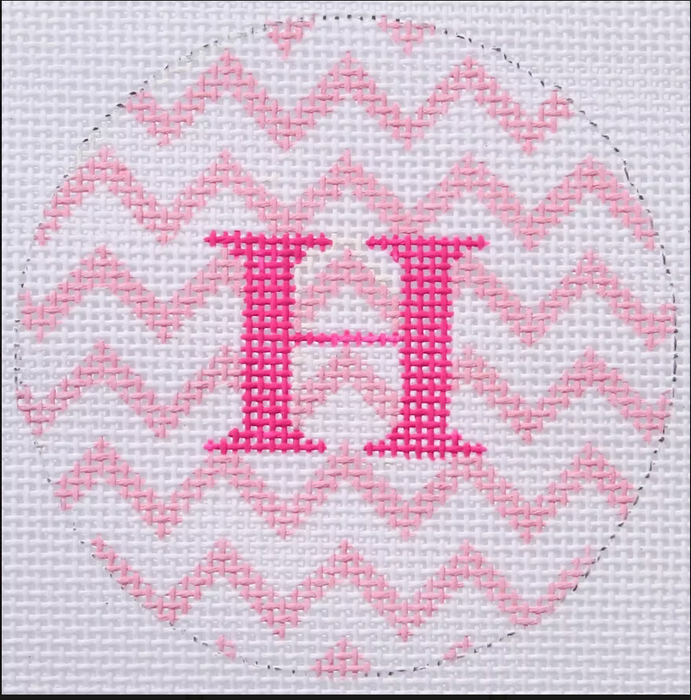 Bright Disk Letter – Pink & White Zigzag w/ Lime Letter