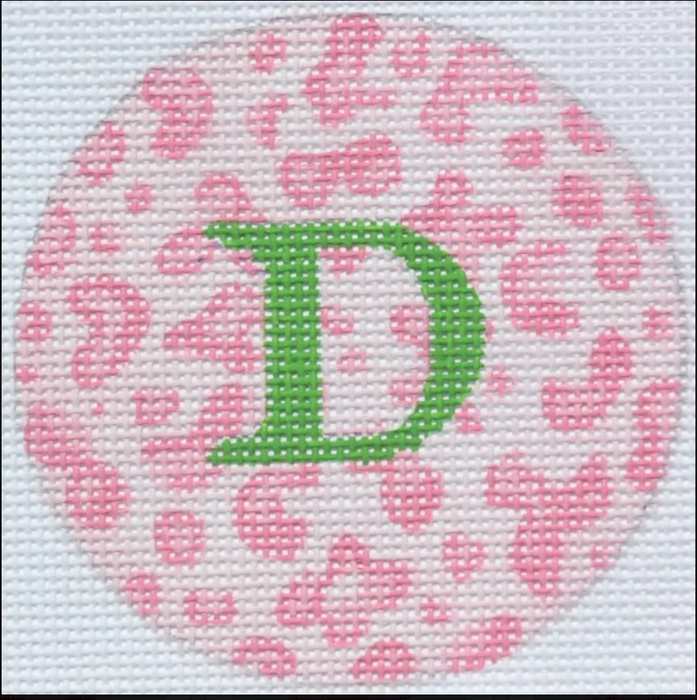 Bright Disk Letter – Light Pink Leopard, Grass Green Letter
