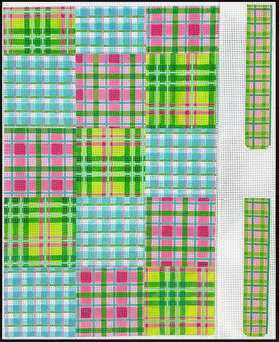 Envelope Clutch w/ Sides – Madras Patchwork – pinks, greens, & turquoise