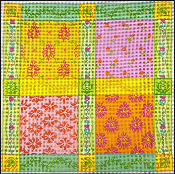 French Tablecloth Patchwork – pinks, greens, oranges & yellows