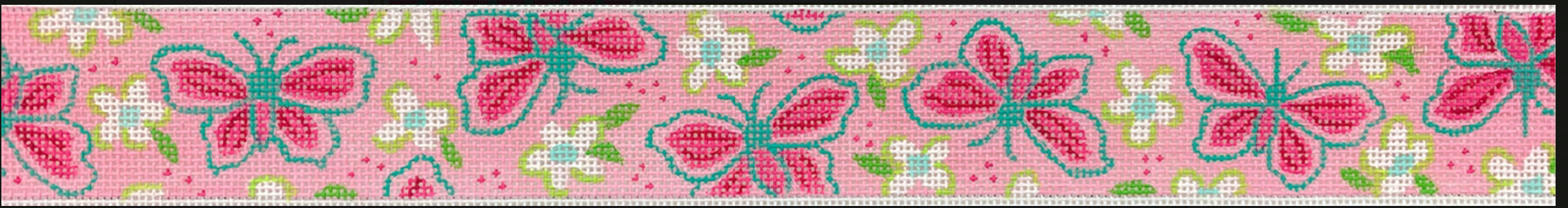 Belt – Lilly-inspired Dahlias – hot pinks & limes on medium pink