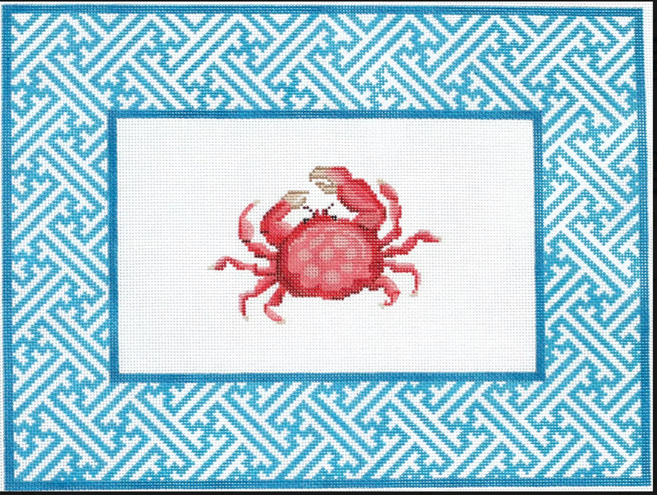 Crab w/ Chinoiserie Border – reds & blues
