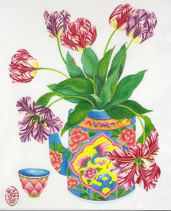 Gabby Malpas – Tulips in a Peranakan Teapot w/ Cup