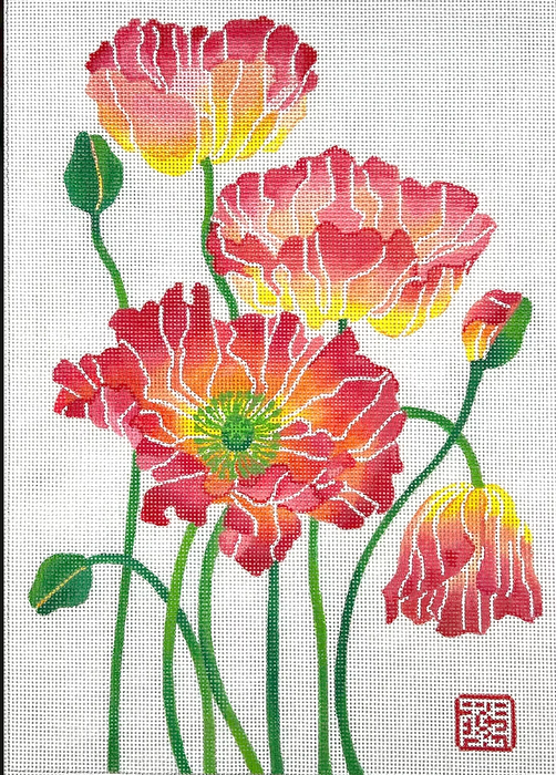 Gabby Malpas – Poppies #1 – reds, corals, oranges, yellows & greens
