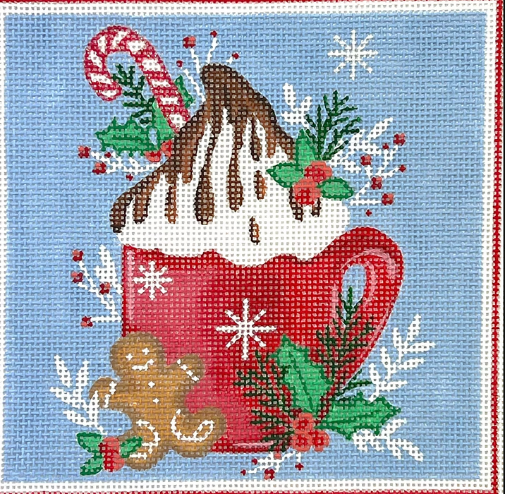 Rose Halsey – Cocoa Mug w/ Whipped Cream, Chocolate Sauce & Candy Cane