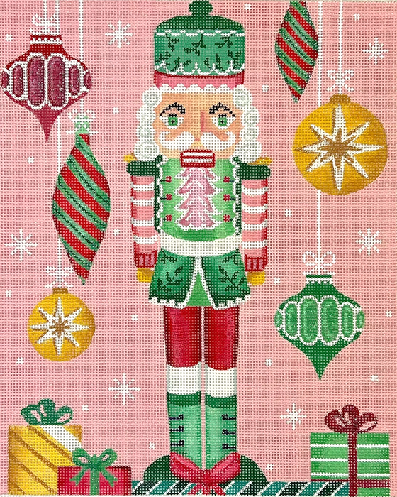 Rose Halsey – Pink & Green Nutcracker w/ hanging Baubles