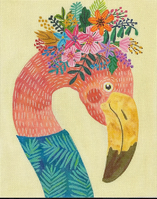 Mia Charro – Flamingo in Turquoise Top – on butter yellow