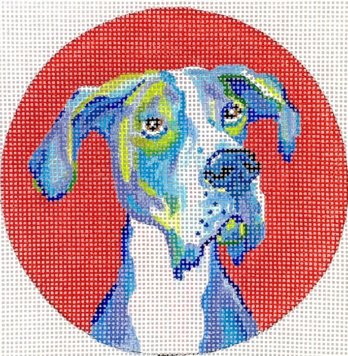 Megan Carn Ornament/Mini – Great Dane – on red